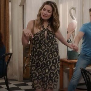 ASO Alexis Rose Isabel Marant Black Floral Halter-Style Chemise